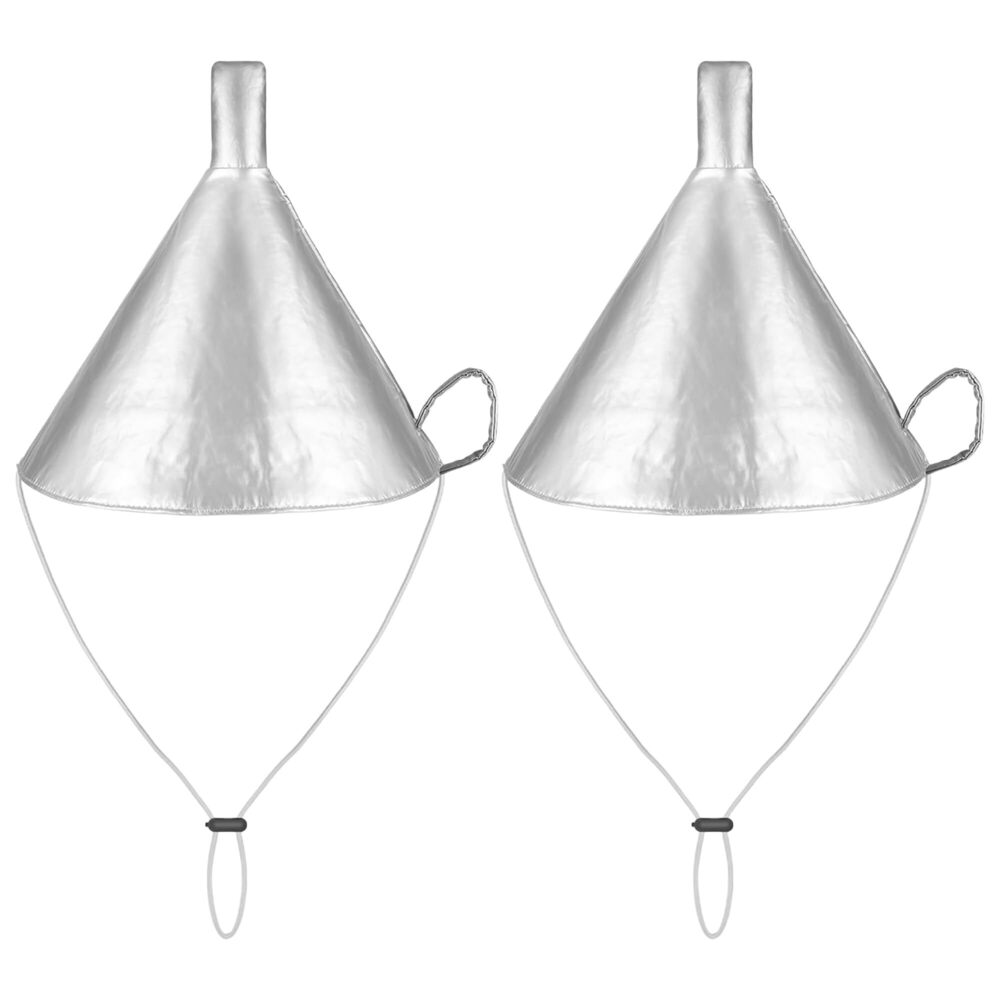 2348 2 Pcs Silver Funnel Hats Tin Funnel hat Halloween Silver Costume Hat
